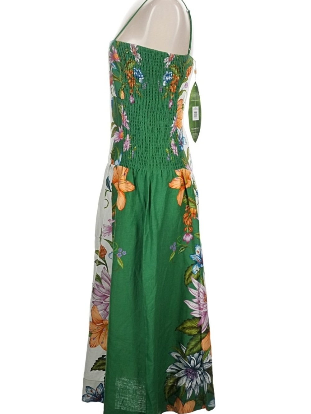 FARM Rio Sweet Bloom Dreamscape Linen Blend Midi Sundress. - Picture 4 of 6